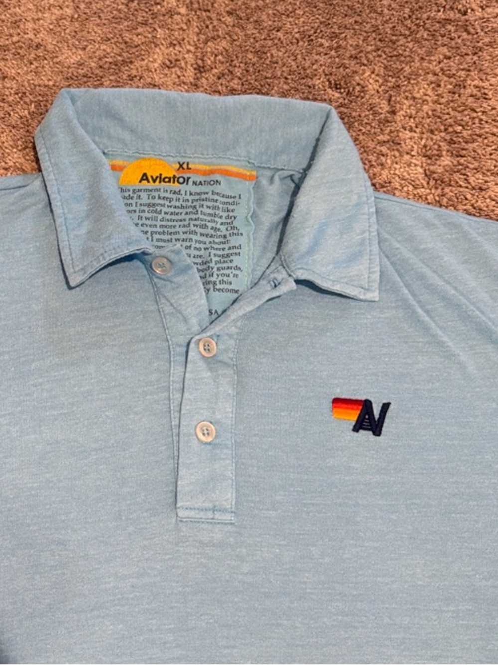 Aviator Nation Light Blue Men's Polo - Picture 2 of 2